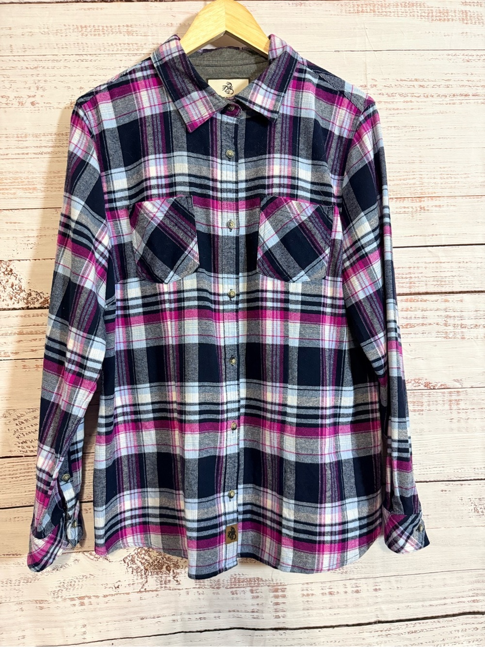 Legendary Whitetails Plaid Shirt in Navy, Pink & White